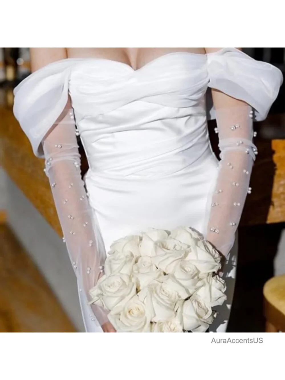 Fingerless Wedding Gloves Long Tulle Bridal Arm Covers